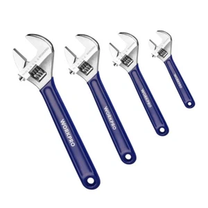 Workpro 4-teiliges verstellbares Schraubenschlüssel-Set 6" 8" 10" 12" Schwerlast breite Backen metrisch & SAE - Bild 1 von 10