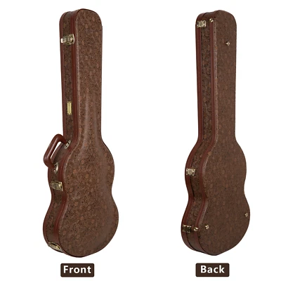 Деревянный чехол Crossrock для электрогитар Gibson SG — защитный замок — цветочный коричневый - Изображение 1 из 4