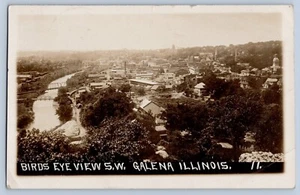 Galena Illinois IL Vogelperspektive Stadtansicht SW Echtfoto Postkarte RPPC 1911 - Bild 1 von 2