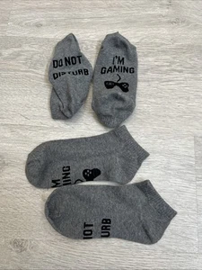 2 Paar witzige Sneaker Socken - Do Not Disturb - I am Gaming - Grau - Ungetragen - Bild 1 von 7