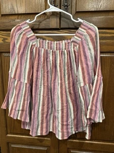 Chaps M Medium Peasant Top Boho Gauze Flowy Beach blouse - Picture 1 of 5