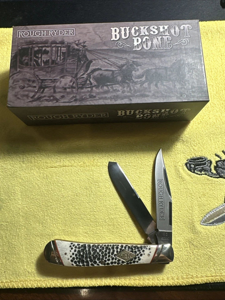 Rough Rider Buckshot Bone Trapper 2 Blade Folding Pocket Knife RR1544