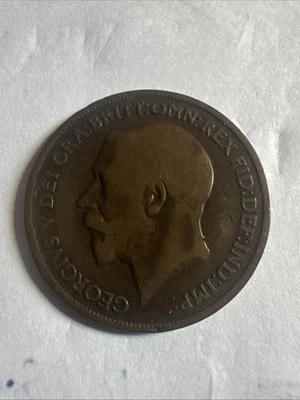 Moeda de 1917 GB Reino Unido grande centavo um 1 centavo King George V Primeira Guerra Mundial Grã-Bretanha - Imagem 1 de 2