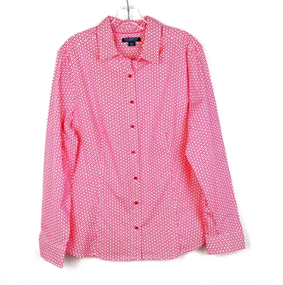 Blusa para mujer Covington Essentials con botones delanteros talla L rosa ajustada geométrica Foto 1 de 4