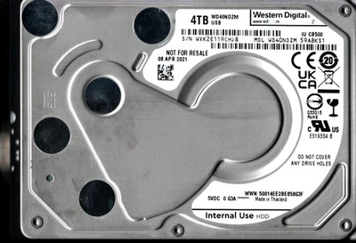 WD40NDZM-59A8KS1 S/N: WXK2E WESTERN DIGITAL 4TB THAILAND APR 2021 - Image 1 of 2