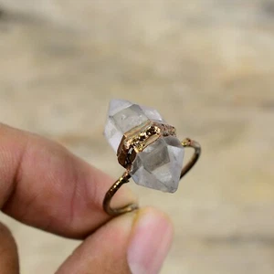 Anillo Herkimer Diamante Electroformado Promesa Ajustable Tamaño Cobre Ajustable - Imagen 1 de 6