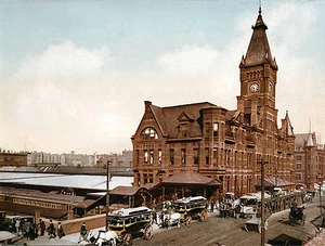 Impresión fotográfica de escena callejera de América, ferrocarril de Chicago 1898 - Imagen 1 de 1
