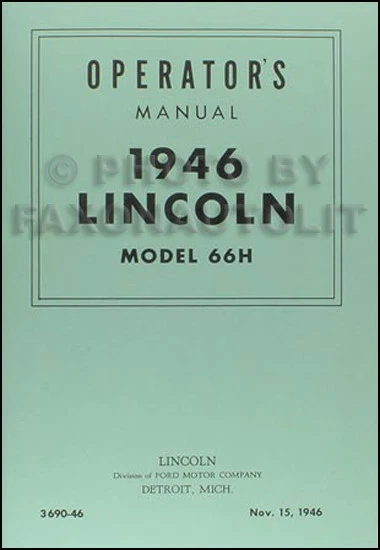 Lincoln 1946 manual del propietario 46 operador guía del usuario Foto 1 de 1
