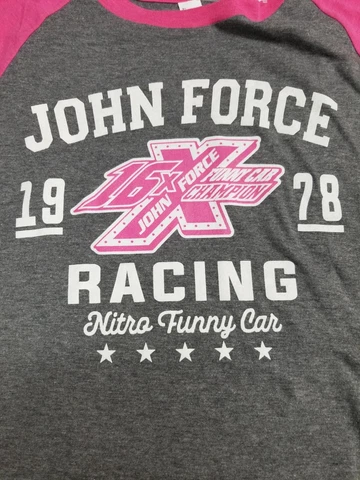 NHRA John Force GTX Drag Racing Women's 3/4 Sleeve FunnyCar Champion Shirt Nitro Cover