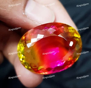 Piedra de vidrio doblete de 82 quilates turmalina multicolor piedra de corte ovalado piedra preciosa suelta - Imagen 1 de 5