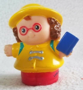 Fisher Price ~ Little People Maggie W/ Rain Gear & Blue Book ~ From Set # 77986 - Picture 1 of 4