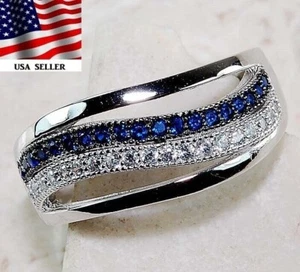 2CT Treated Blue Sapphire & Topaz 925 Sterling Silver Ring Jewelry Sz 6 UB1-9 - Picture 1 of 3