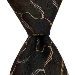 ROBERT TALBOTT Studio Men's Silk Necktie USA Designer Geometric Black/Gold EUC - Picture 1 of 3