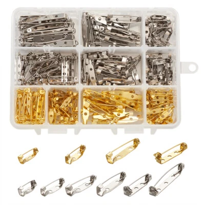 200pcs Iron Brooch Findings Bar Backs Glue-on Safety Pins Badge Fastener 15~38mm - Image 1 of 4