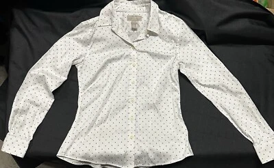 Banana Republic Mujer Abotonada Talla 4 Sin Planchar Ajustado Blanco, Azul Marino y Gris Foto 1 de 4