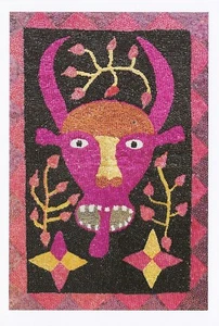Postal "Bossu" (Lwa, Loa) 1980 bandera vudú (artista desconocido) arte popular de Haití como nuevo - Imagen 1 de 1