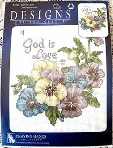 God Is Love Cross Stitch Kit Leisure Arts Praying Hands Collection 5 3/4 x 5 3/4 - Picture 1 of 2
