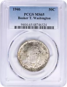 Washington (Booker T.) Commemorative Silver Half Dollar 1946 MS65 PCGS - Picture 1 of 2