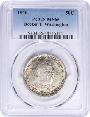 Washington (Booker T.) Commemorative Silver Half Dollar 1946 MS65 PCGS - Image 1 of 2