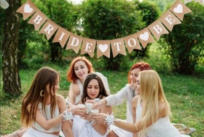 NEW Burlap Bride to Be Banner Vintage Bridal Shower Decorations Wedding Chic  - Image 1 of 4