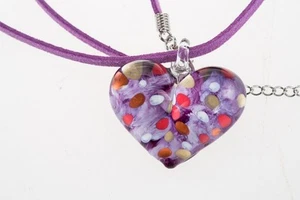 Blowing Glass Necklace Heart Pendant Design Hanging Ornament Jewelry Fashion - Picture 1 of 4