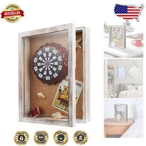 Versatile 11x14 Distressed White Shadow Box for Collectibles & Memories - Picture 1 of 8