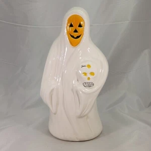 80s VTG Halloween Decoration Yozie Ceramic Pumpkin Jack-O-Lantern Ghost Skull - Picture 1 of 8