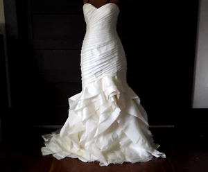 Kelly Faetanini 100% Silk Ivory Strapless Sweetheart Wedding Gown Asymmetric 10 - Picture 1 of 14