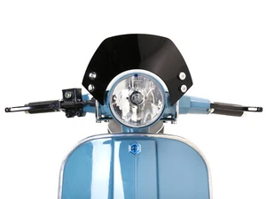Schermo Vespa PX Moto Nostra Nero Piccolo LML Stella Cromato Staffe Flyscreen - Foto 1 di 4