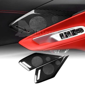 Black Door Sound Speaker Cover REAL HARD Carbon Fiber For Corvette C8 20-2023 - Picture 1 of 7