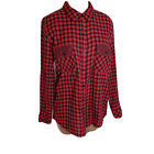 Seven Button Up Shirt Damen Austin rot langärmelig Größe mittlerer Ausschnitt Kragen