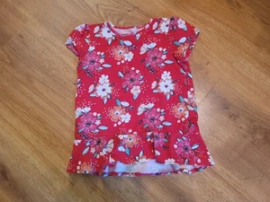 Red Short Sleeve Shirt Flowers Ruffled Trim Girls Size 8-10 - Picture 1 of 1