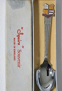 Croydon "Squire" Souvenir Spoon Sheffield England Enamel Crest Bilchrome Vintage - Picture 1 of 14