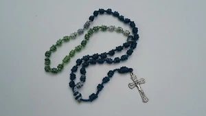 ++++ ROSENKRANZ GEKNOTETES NYLONGARN/KORDEL - grün/blau - Bild 1 von 1