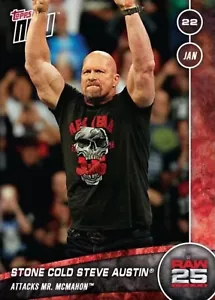 STONE COLD STEVE AUSTIN ATTACKS MR. MCMAHON TOPPS NOW 2018 WWE RAW 25 CARD #163 - Picture 1 of 2