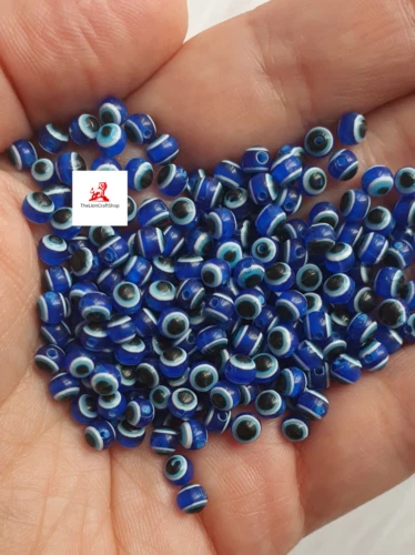 100pcs 4mm Evil Eye Round Resin Beads for Jewellery & Craft Making - Image 1 of 1