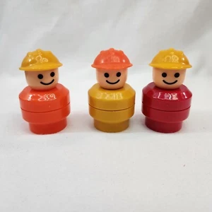 VTG 90s Fisher Price Chunky Little People Construction Workers Lot of 3 - Picture 1 of 5