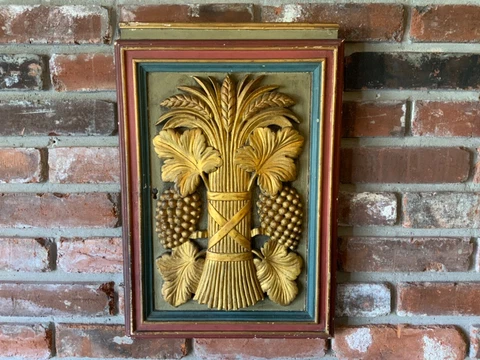 Antique English Georgian Gold Wood Carved Door Fragment Pediment Circa 1800 Cover