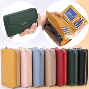 RFID Blocking Womens Trifold Leather Wallet Card Holder Coin Purse Zipper Pocket - Picture 1 of 45