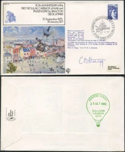 FF25b 1st Regular Carriage of Mail and Passengers by Balloon Pilot Signed - Picture 1 of 1