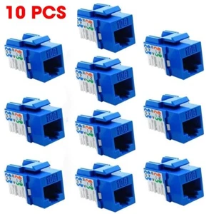10x Cat6A RJ45 10G Network LAN Ethernet Keystone Jack 110 Punch Down 8P8C Blue - Picture 1 of 5
