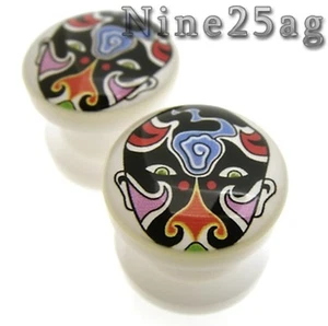 PAIR 2G 6MM TATTOO FACE THREADED DOUBLE FLARED PLUGS - Picture 1 of 1