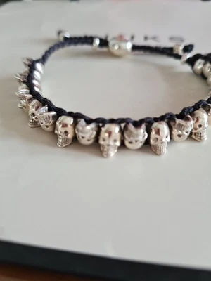 Links of London Silver Grey Skull Friendship Bracelet 21 Skulls - Image 1 of 4