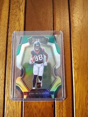 2022 Panini Select #141 John Metchie III Green and Yellow Prizm Die Cut - Image 1 of 2