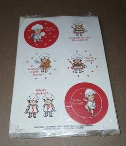 Campbell Kids Soup Stickers Vintage 1992 Jar Top - New Old Stock - Collectable - Picture 1 of 5