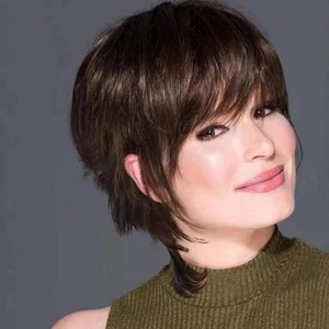 Ladies Wig Synthetic Short Wigs Dark Brown Women‘s Wavy Wig - Picture 1 of 3