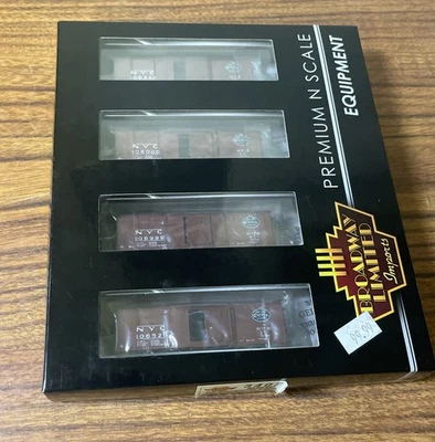 Broadway Limited N NYC New York Central Steel Box Car paquete de 4 extremos corrugados 3402 Foto 1 de 4
