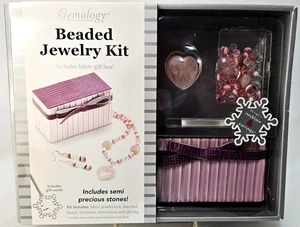 RARE Vintage NOS Gemology ROSE QUARTZ Beaded Jewelry & Box DIY Craft Kit Gift - Picture 1 of 10