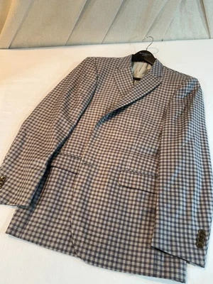 NUEVA CHAQUETA DEPORTIVA PETER MILLAR 42L SIN ETIQUETAS PARA HOMBRE Lana MARRÓN AZUL CUADROS Foto 1 de 4