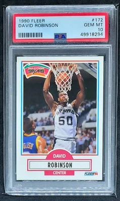 Fleer David Robinson RC #172 1990 PSA 10 gemas como nuevo Spurs Jugador Más Valioso Almiral Hof Rookie Foto 1 de 2